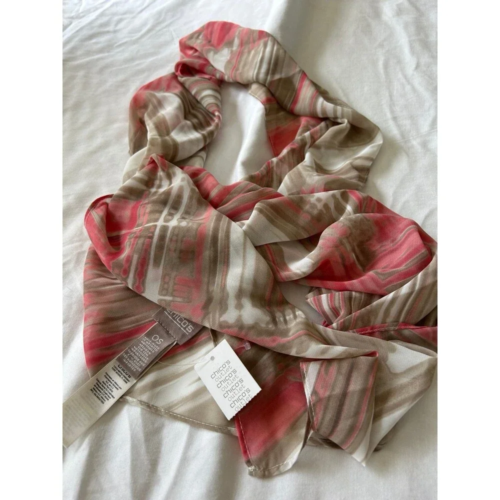 Chico's Vibrant Pink and Beige Scarf